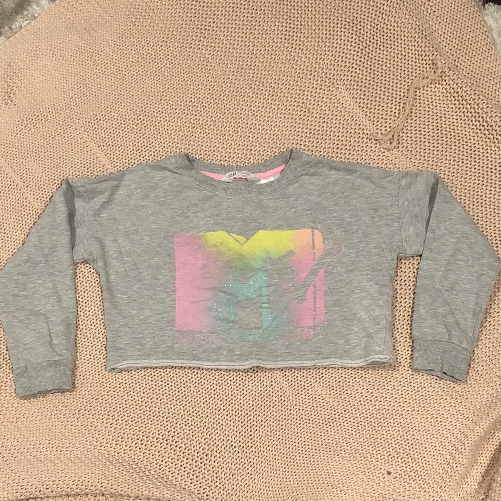 H&M Mtv Graphic Kids Cropped Sweatshirt 9/10 kt3